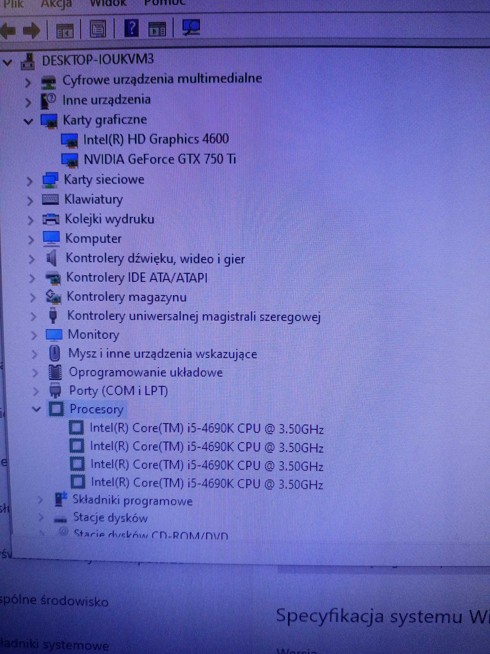 Komputer i5 4690k + 16gb ram + GTX 750Ti + SSD 256gb.