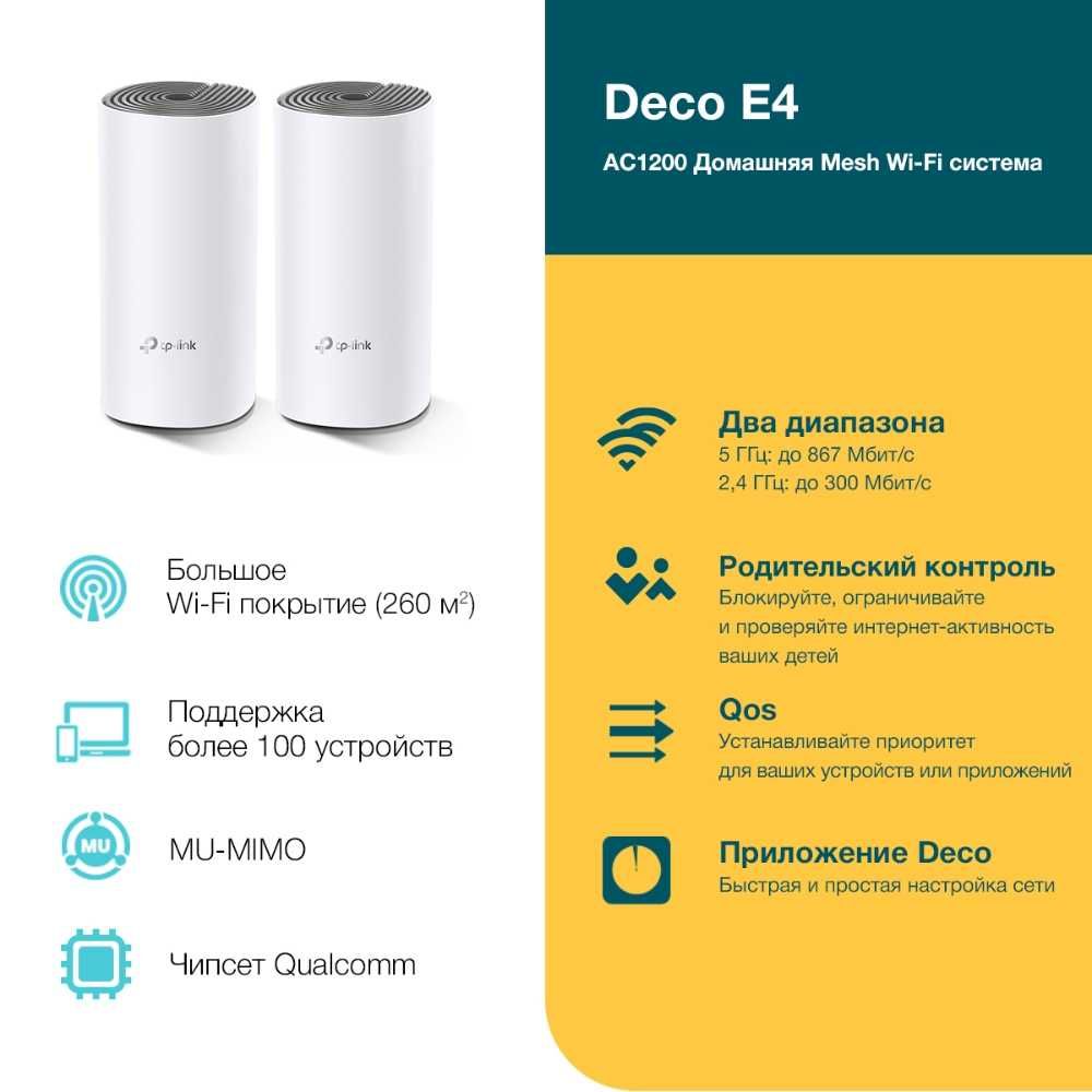 Wi-Fi усилитель Tp Link Deco E4 (2-pack)