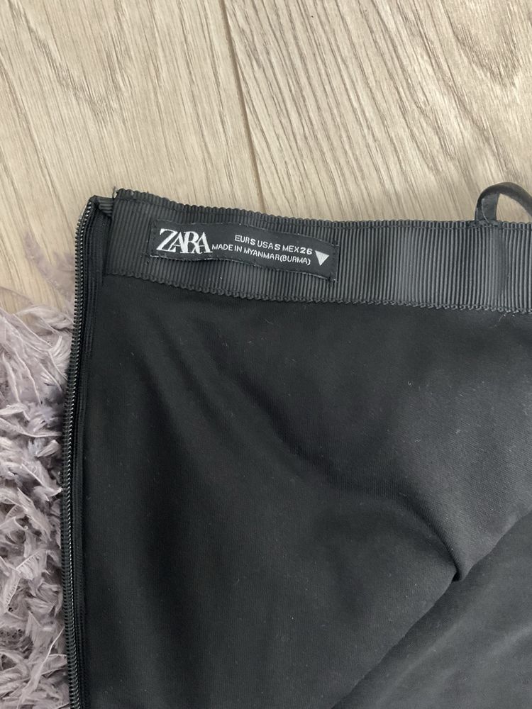 Zara sukienka mini z piór S fioletowa na ramiączkach idealny stan part