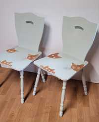 2 krzesła zydle stylowe w koty kolor szałwiowy miętowy