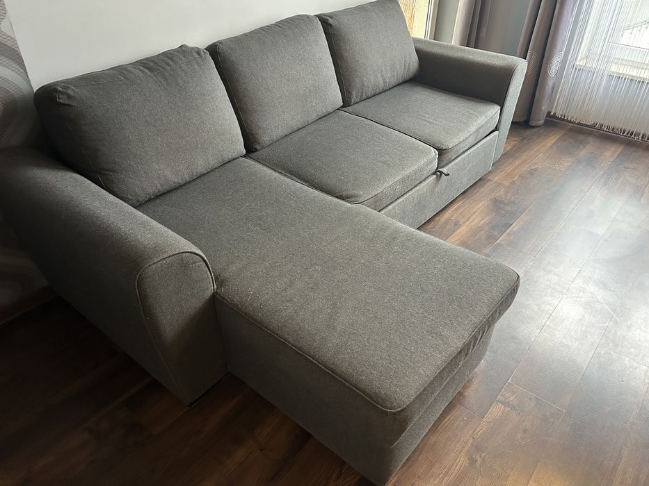 Narożnik sofa narożna rozkładana z pojemnikiem szara