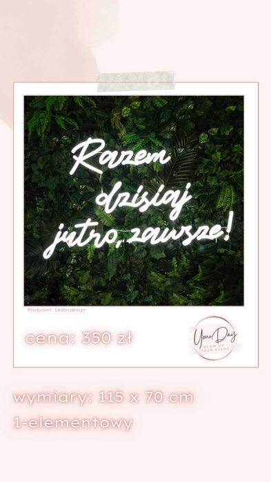 Dekoracja na wynajem - 6 WZORÓW - led ledon neon - napis na wesele