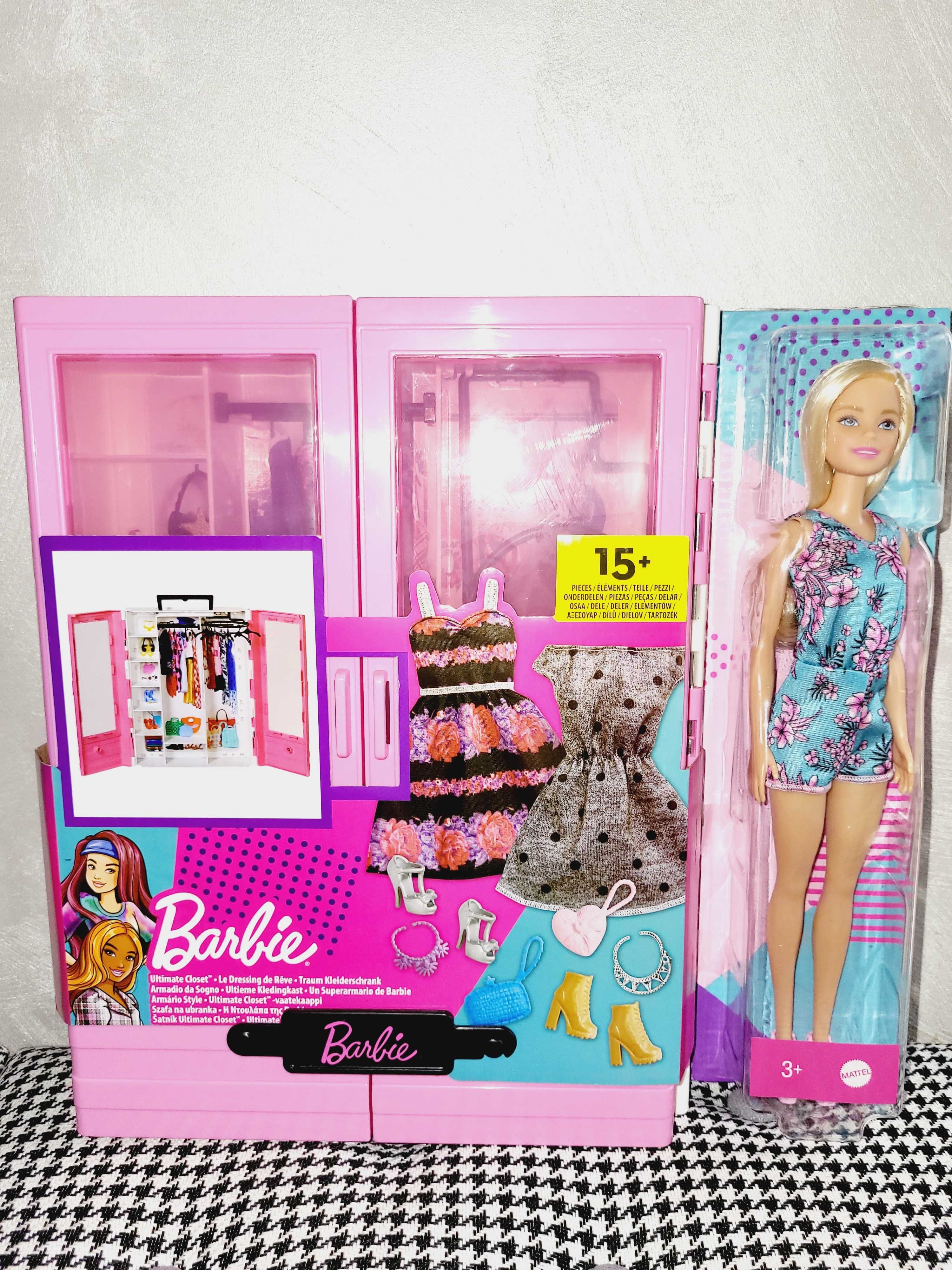 Oryginalna szafa z lalką Barbie i akcesoria