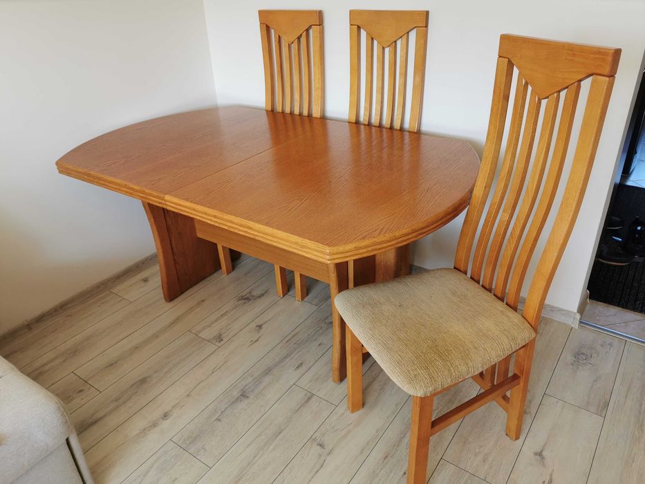 Solidny stół (160-340) + 6 krzeseł