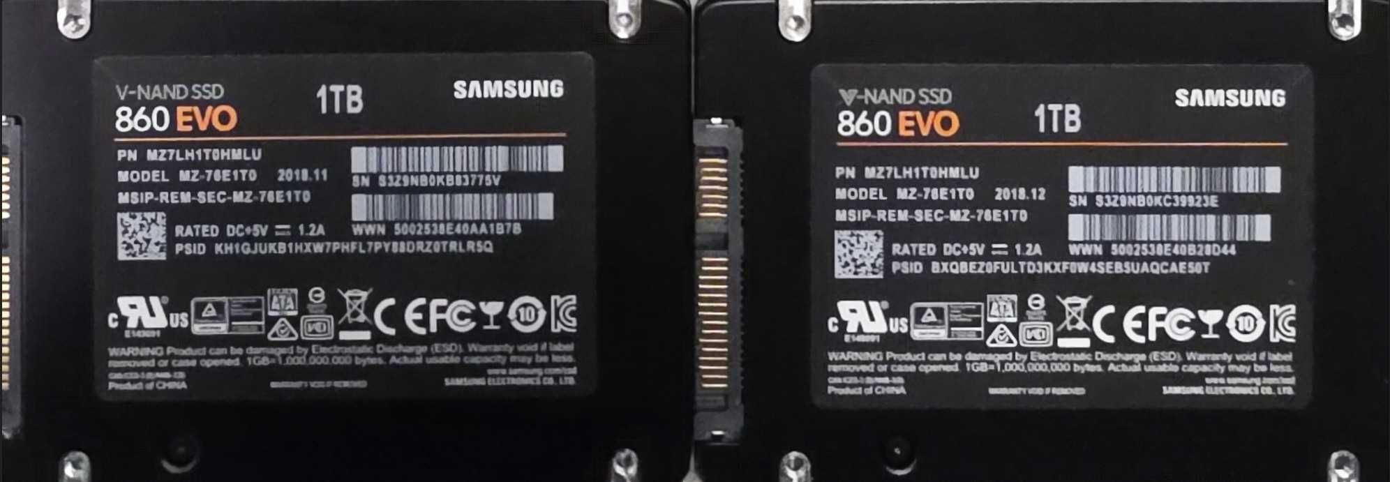SSD Samsung EVO 860  1TB 2 шт 94%