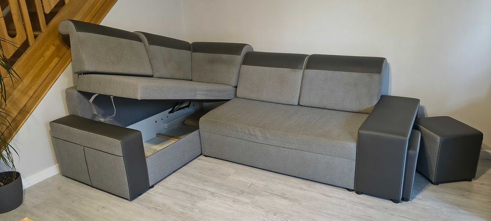 Sprzedam narożnik z funkcją spania i dwoma skrzyniami na pościel