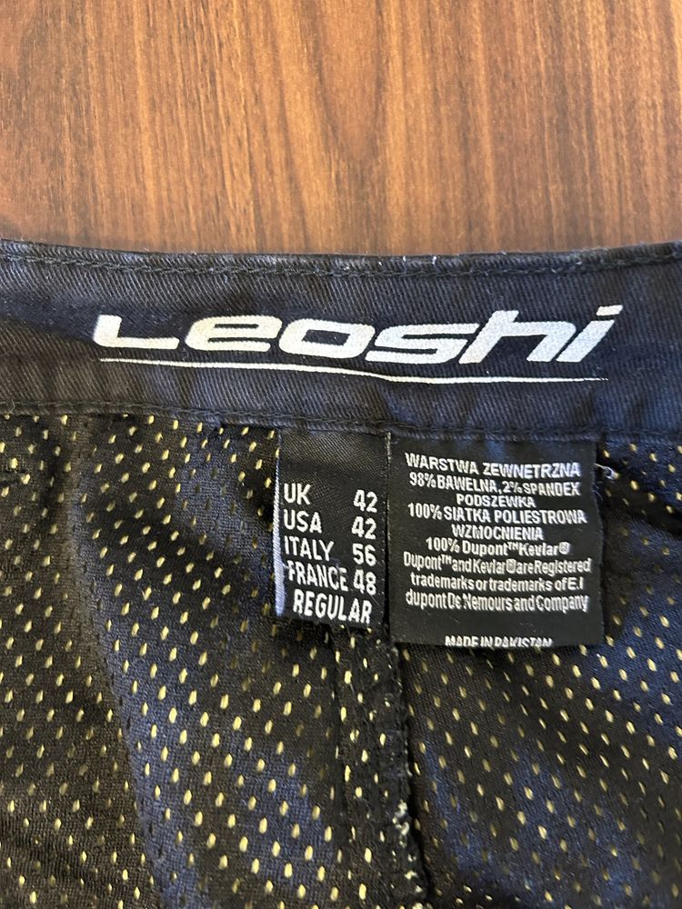 Spodnie motocyklowe Leoshi jeansy z protektorami, tekstylne roz 42 XXL
