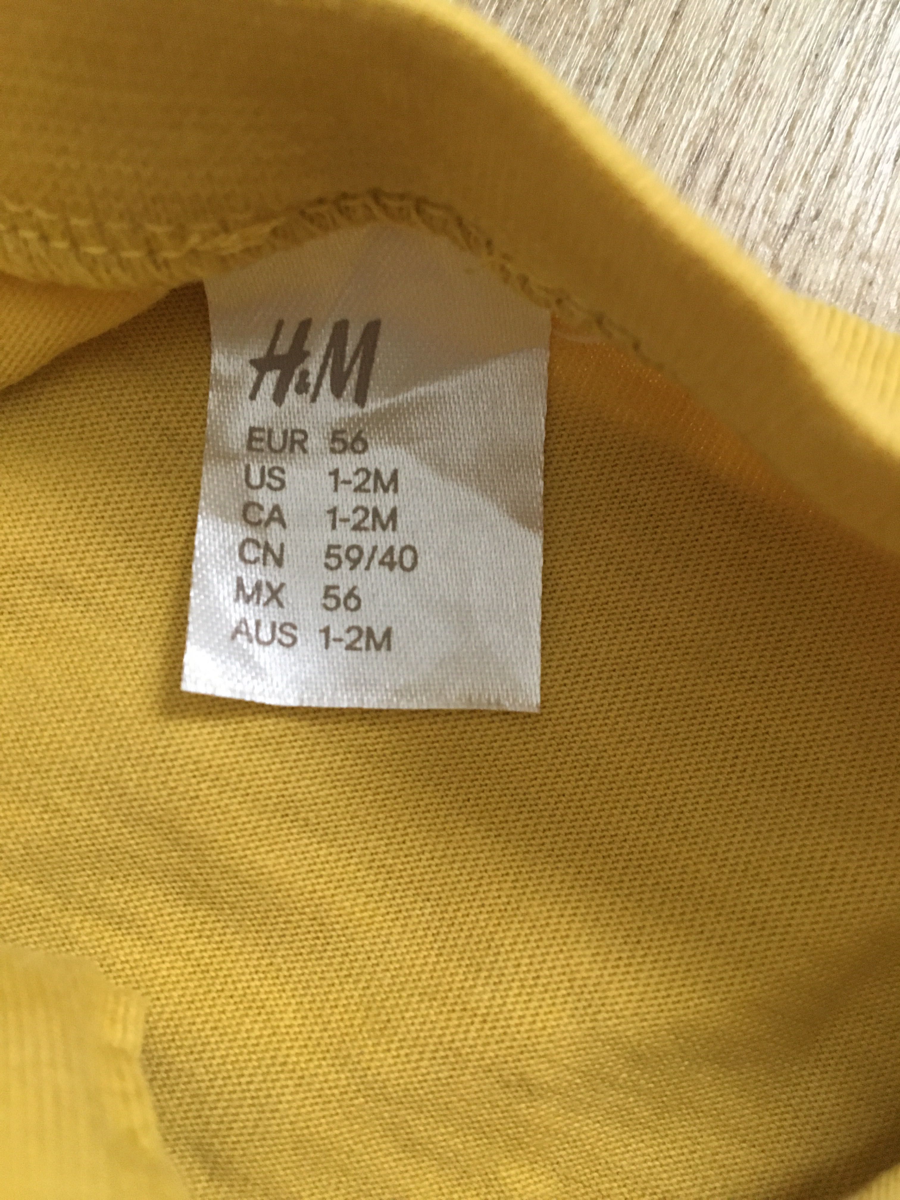 Musztardowy żółty bawełniany letni rampers krótki kombinezon H&M 56