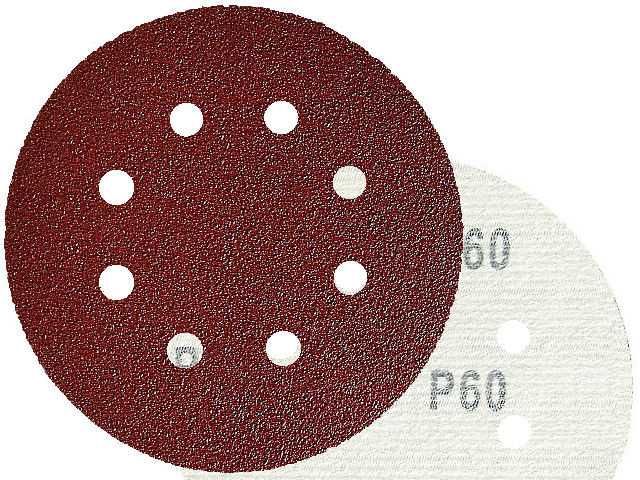 50x Krążek papier ścierny krążki ścierne na rzep 8 otworów 125mm P 60