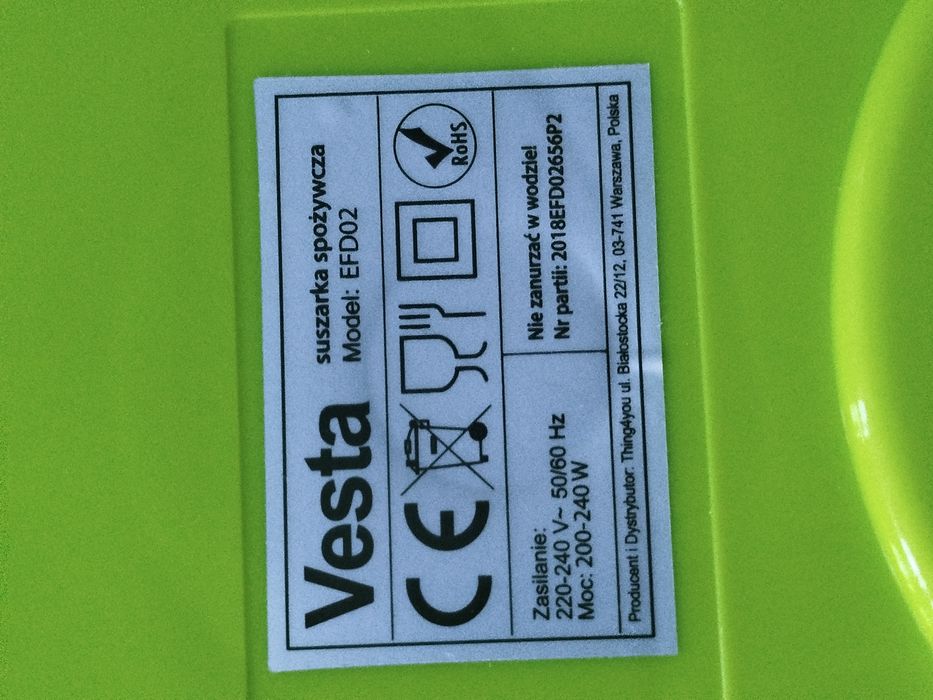 Vesta suszarka spożywcza EFD002