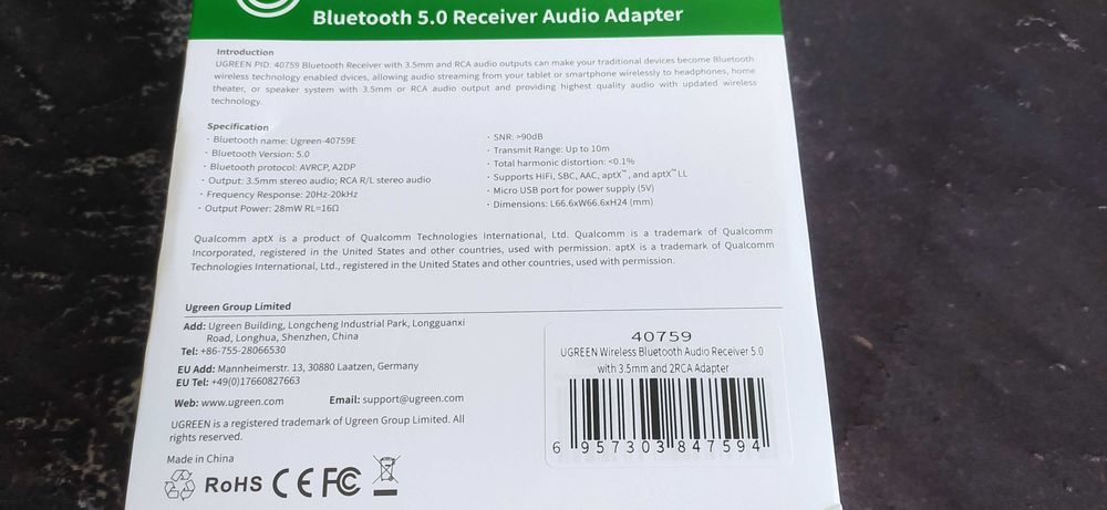 Ugreen Bluetooth 5.0 aptx