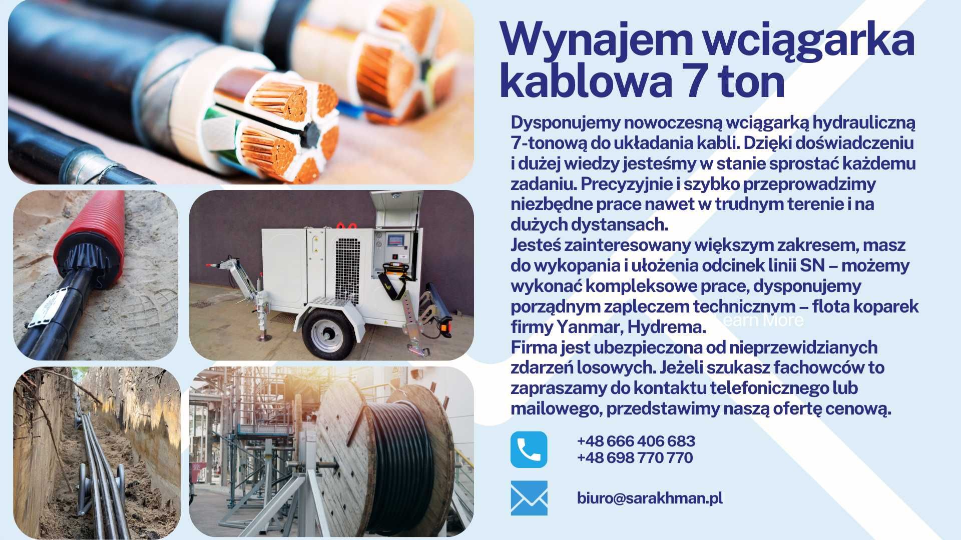 wciągarka kablowa 7 ton - wynajem z operatorem