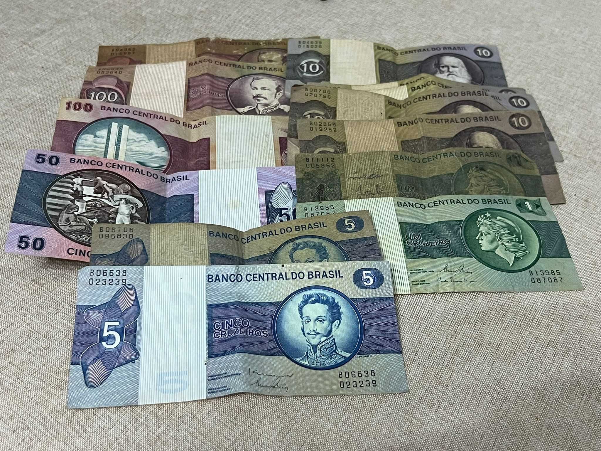 Lote de Notas Antigas – Cruzeiros Brasil (5/6 unidades)