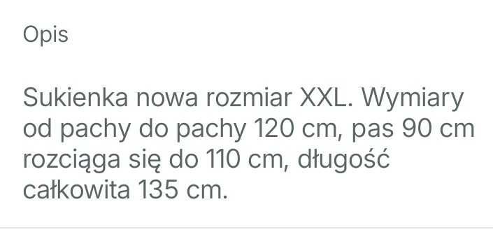 Sukienka nowa rozmiar XL XXL