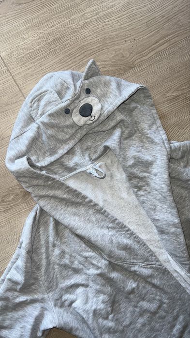 Szary bawełniany szlafrok za dziewczynki 152-158 centymetrów