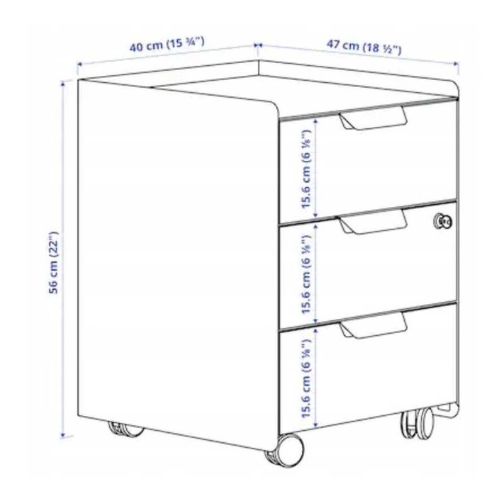 Szafka na kółkach Ikea | Idealna do biurka, zamykana na klucz