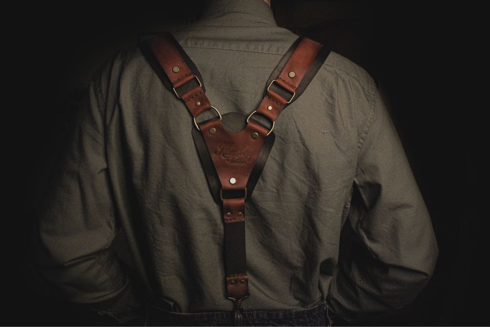 Кожаные подтяжки ручной работы KLAUSBERG Leather кожаные портупеи