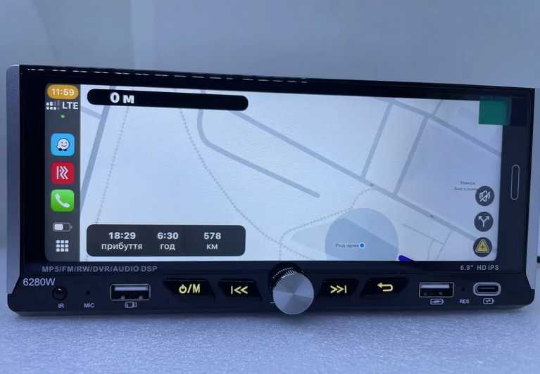 Автомагнітола із сенсорним екраном 6.9 1DIN 6280-W магнітола з Carplay