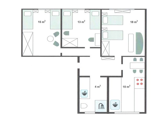 Dla firm 64 m2,  3 pokoje, 6 łóżek, centrum Wały Chrobrego,  parking