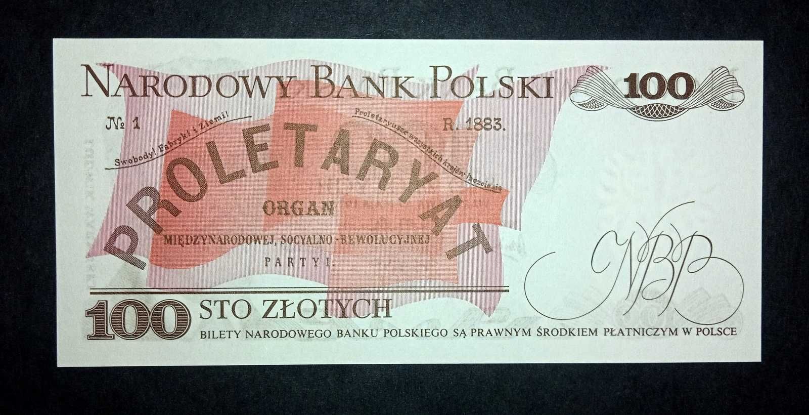 Banknot PRL 100 zł UNC  1976 r.  seria AL