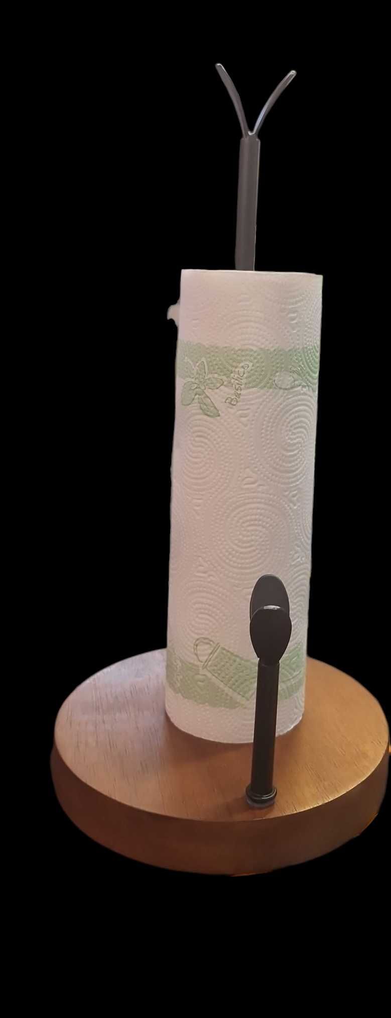 Rustykalny uchwyt na ręcznik papierowy | drewniany, stojący, 30 cm