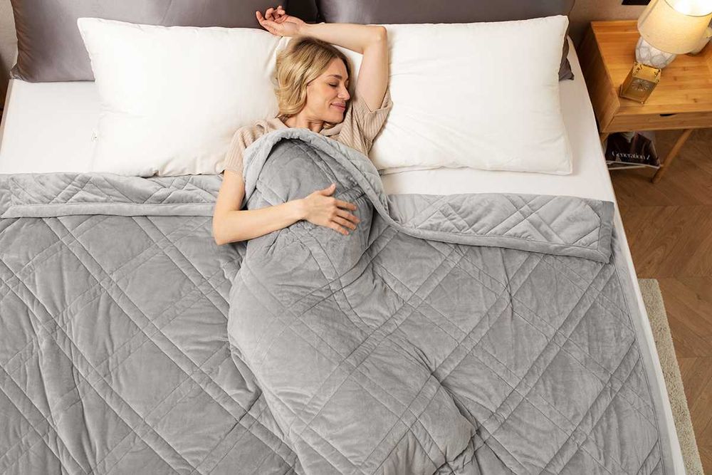 Велика обтяжуюча заспокійлива ковдра синя/сіра 152х203 см