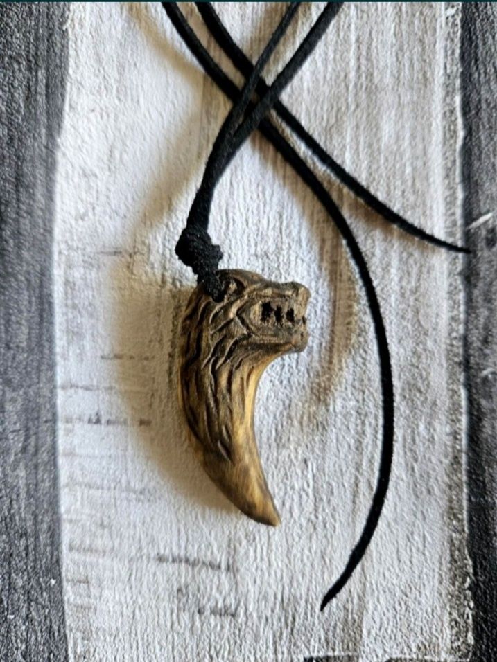 Duży wisior skandynawski wilk Fenrir kieł wikingów amulet talizman XL