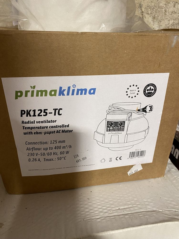 Wentylator promieniowy  PrimaKlima 160-TC z termostatem