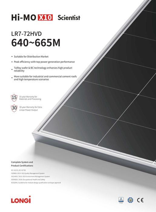 Panel PV LONGI 640W N Bifacial HalfCut Silver- paleta 16383 zł brutto