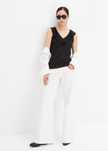 B.P.C t-shirt top czarny bawełniany z falbaną ^40/42