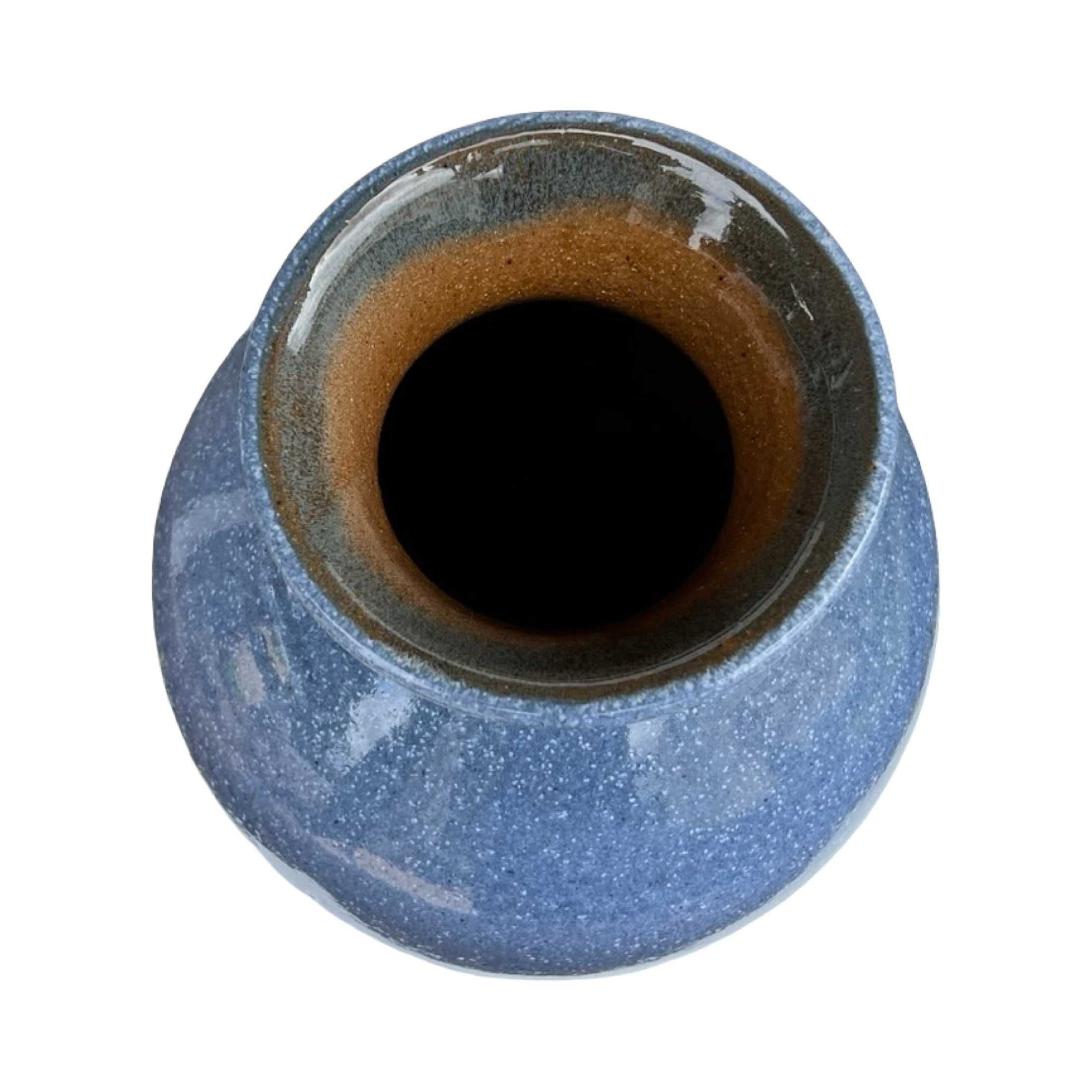 Wazon ceramiczny niebieski szkliwienie reaktywne Niemcy lata 70.