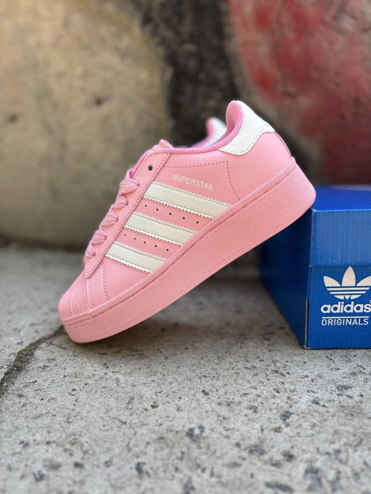 Женские кроссовки Adidas Superstar Platform Pink White