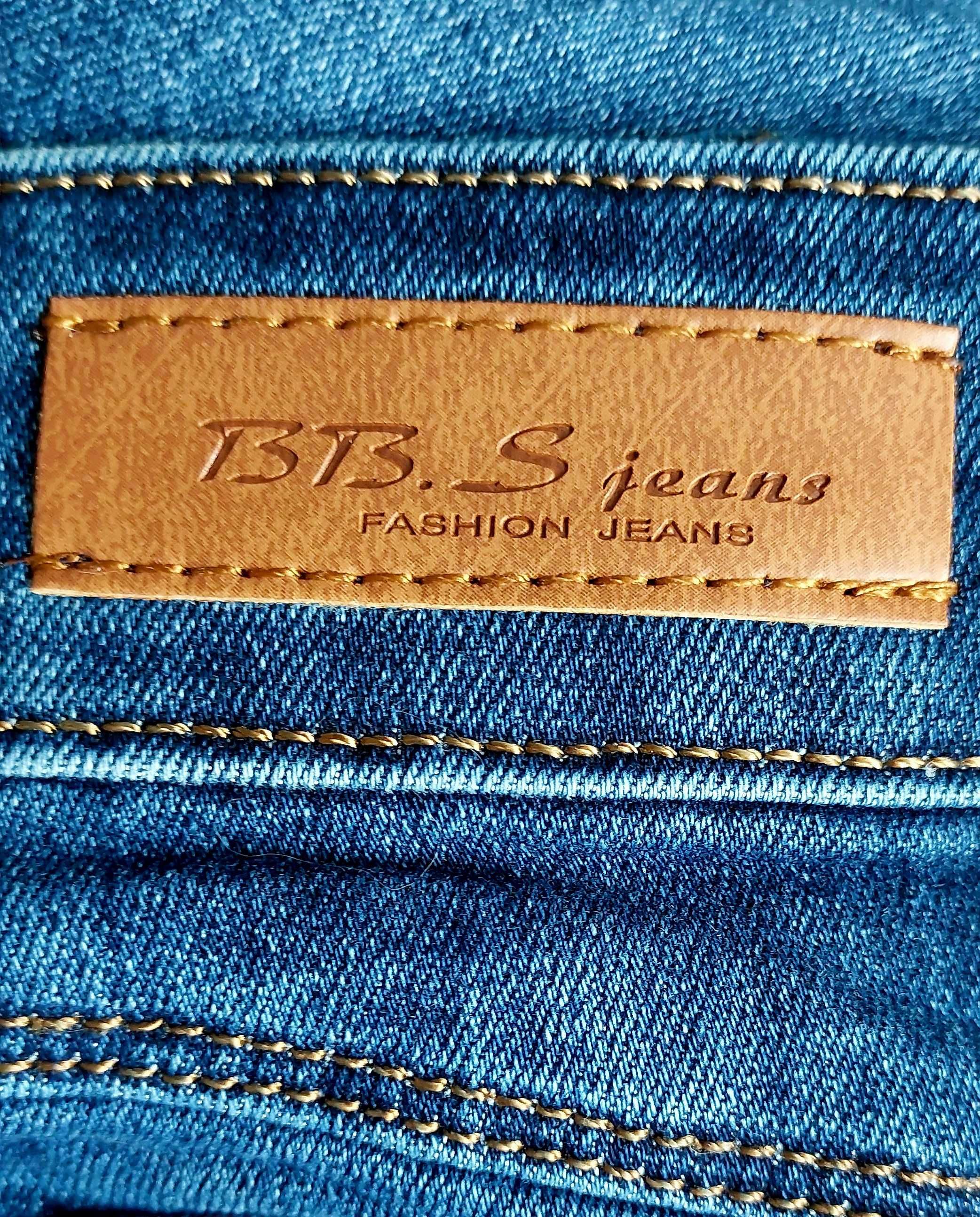 Bawełniane granatowe elastyczne spodnie jeansowe damskie, R. 42