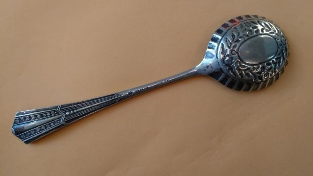 Posrebrzana srebrna stara łyżka łyżki do sałatki sygnowana