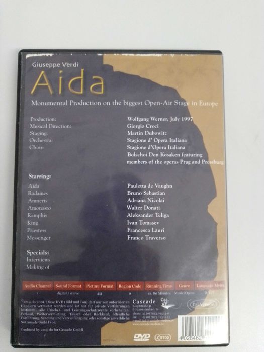 DVD Aida de Giuseppe Verdi ENTREGA JÁ Pauletta Vaughn Sebastian Opera