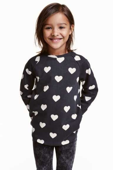 Bluza z dzianiny dresowej z nadrukiem w serca H&M roz 110-116