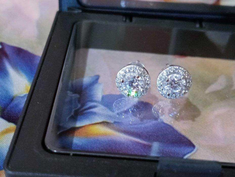 серьги серебро 925 с бриллиантами муассанитами