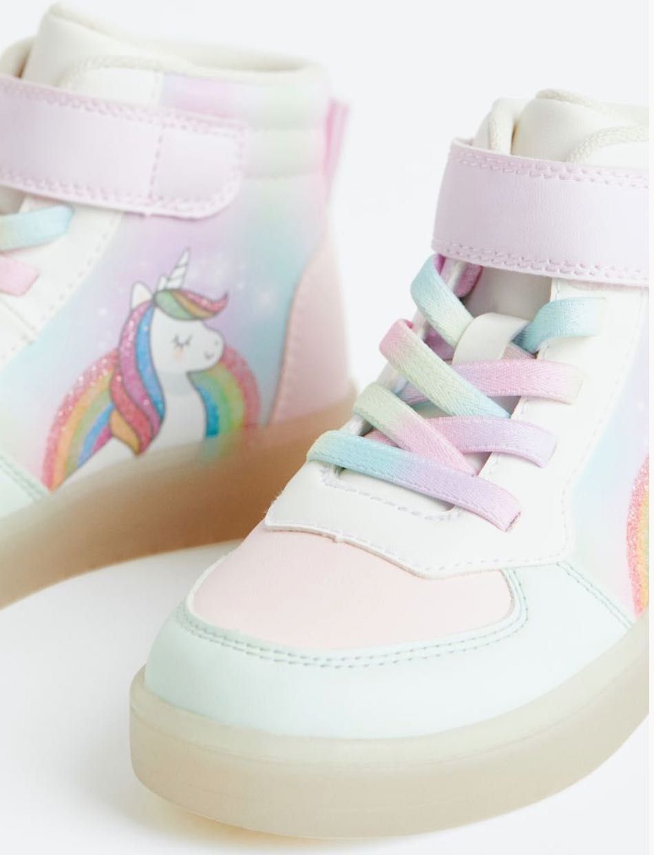 Unicorn, jednorożec, buty świecące podeszwa led, diody