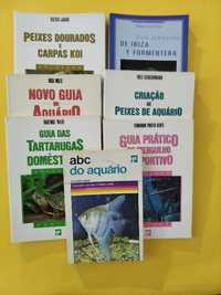 Livros sobre peixes, pesca, aquário etc.