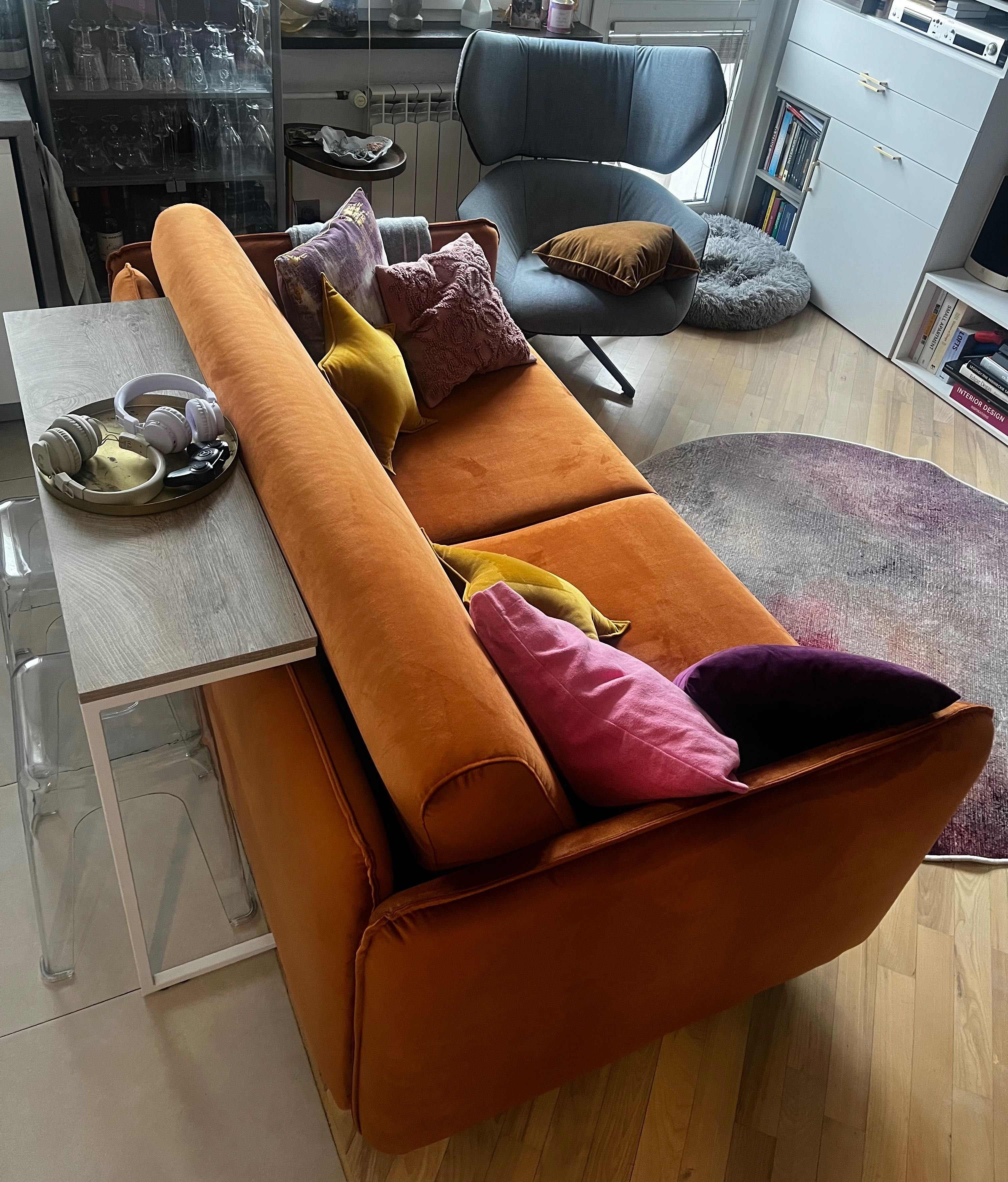 Sofa rozkładana le pukka azure system spania włoski,velvet wodoodporny