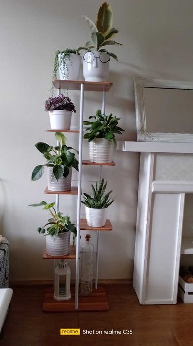 NOWY kwietnik metalowy 7-poziomowy stojak na rośliny piętrowy biały