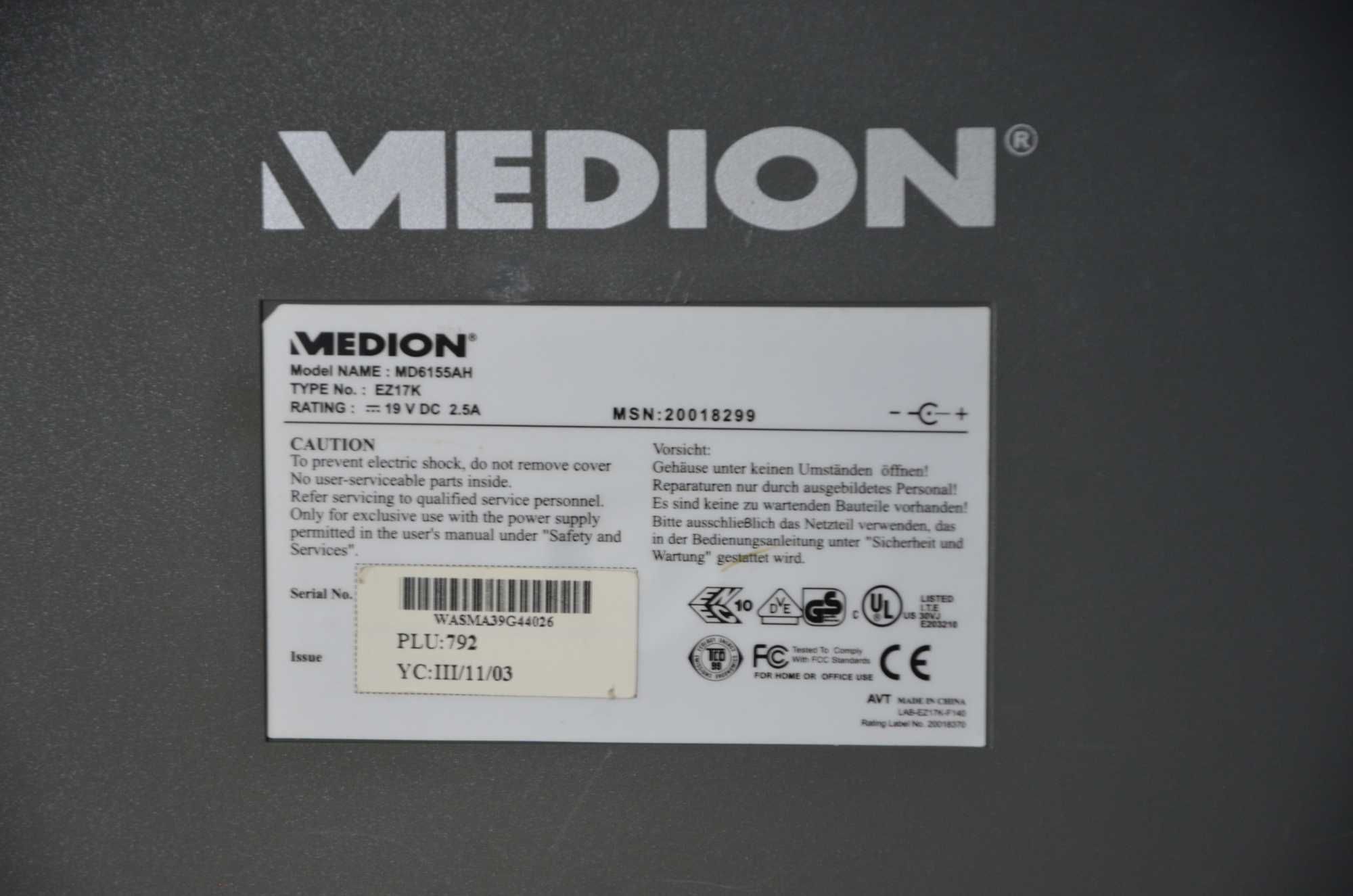 Продам монітор TFT 17" Medion MD6155AH