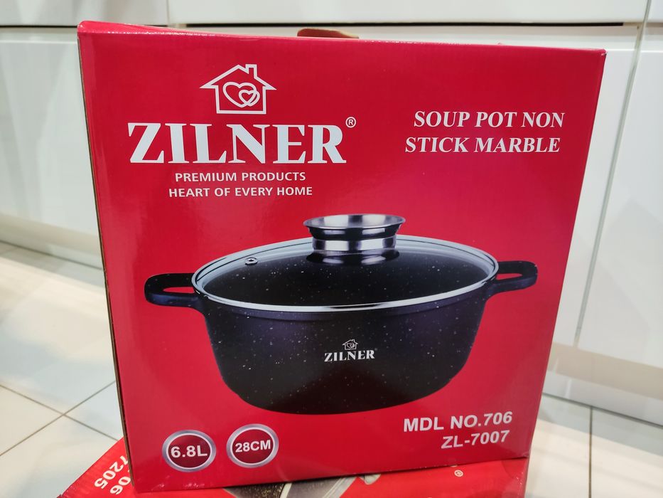 Zilner 28cm 6,8l Garnek pokrywka indukcja gaz ceramika płyta