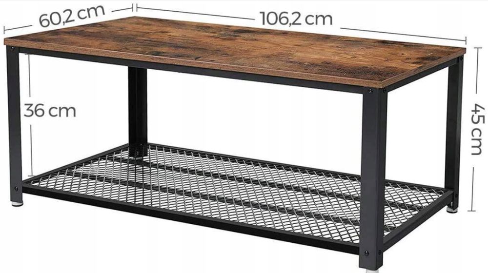 Stolik kawowy duży industrialny LOFT metal drewno luxus okazja max