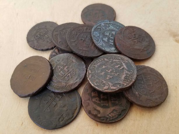 Старые медные монеты Денга, одним лотом