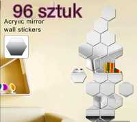 96sztuk naklejka lustro hexagon dekoracja srebrne przyklejane modne