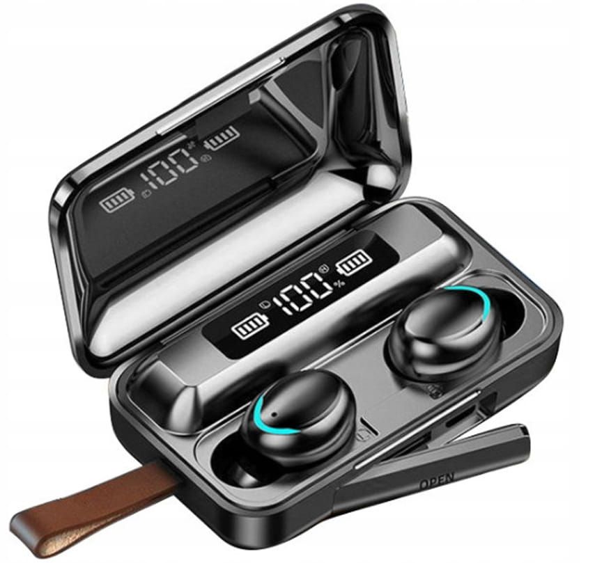 Słuchawki M21 Bluetooth z powerbankiem 1200mAh, skórzany uchwyt