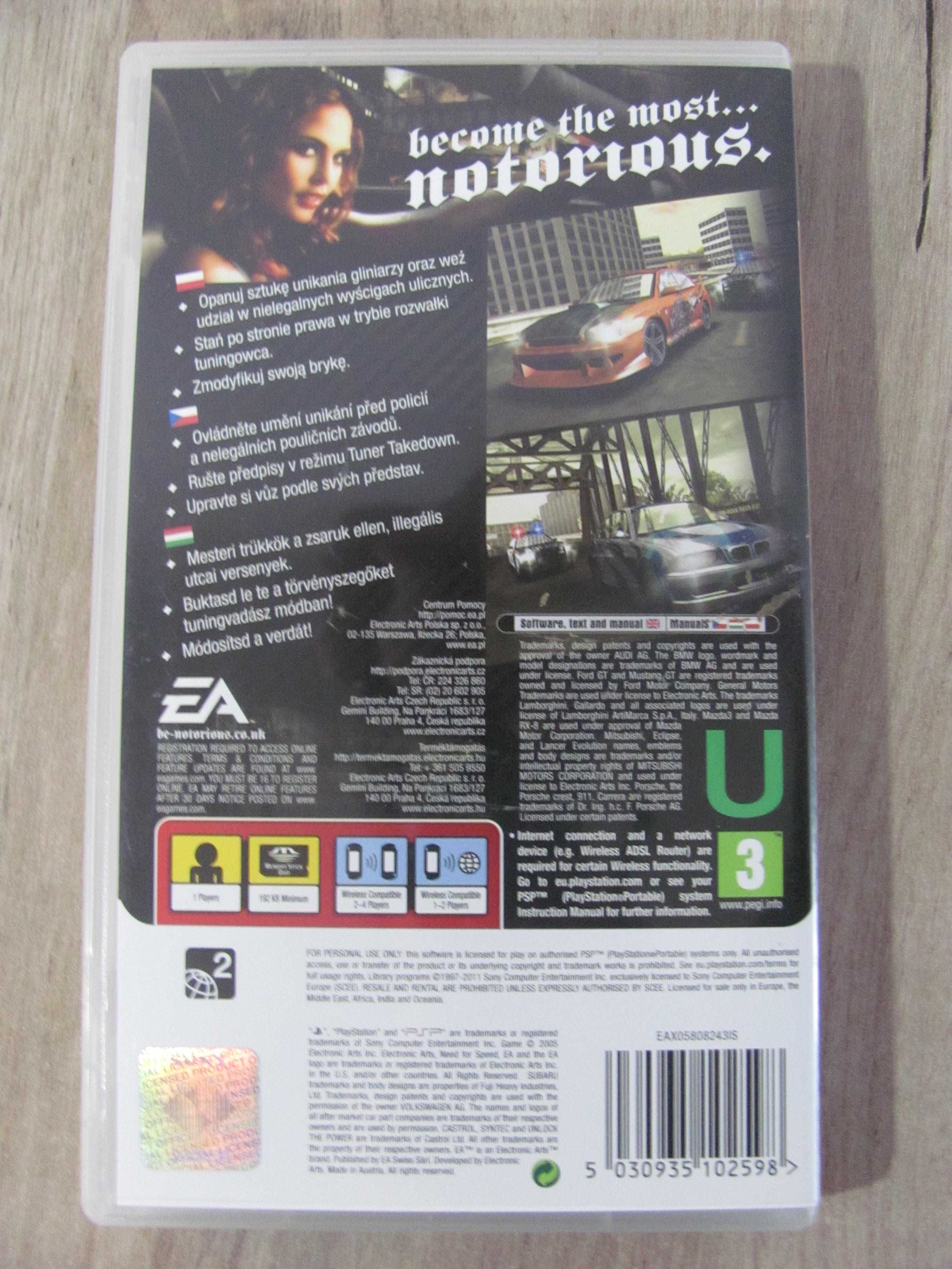 Gra Sony PSP NEED FOR SPEED Most Wantedd 5-1-0 PL