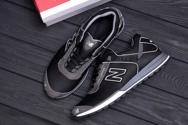 Стильные мужские кроссовки кожа new balance блек 002 elite
