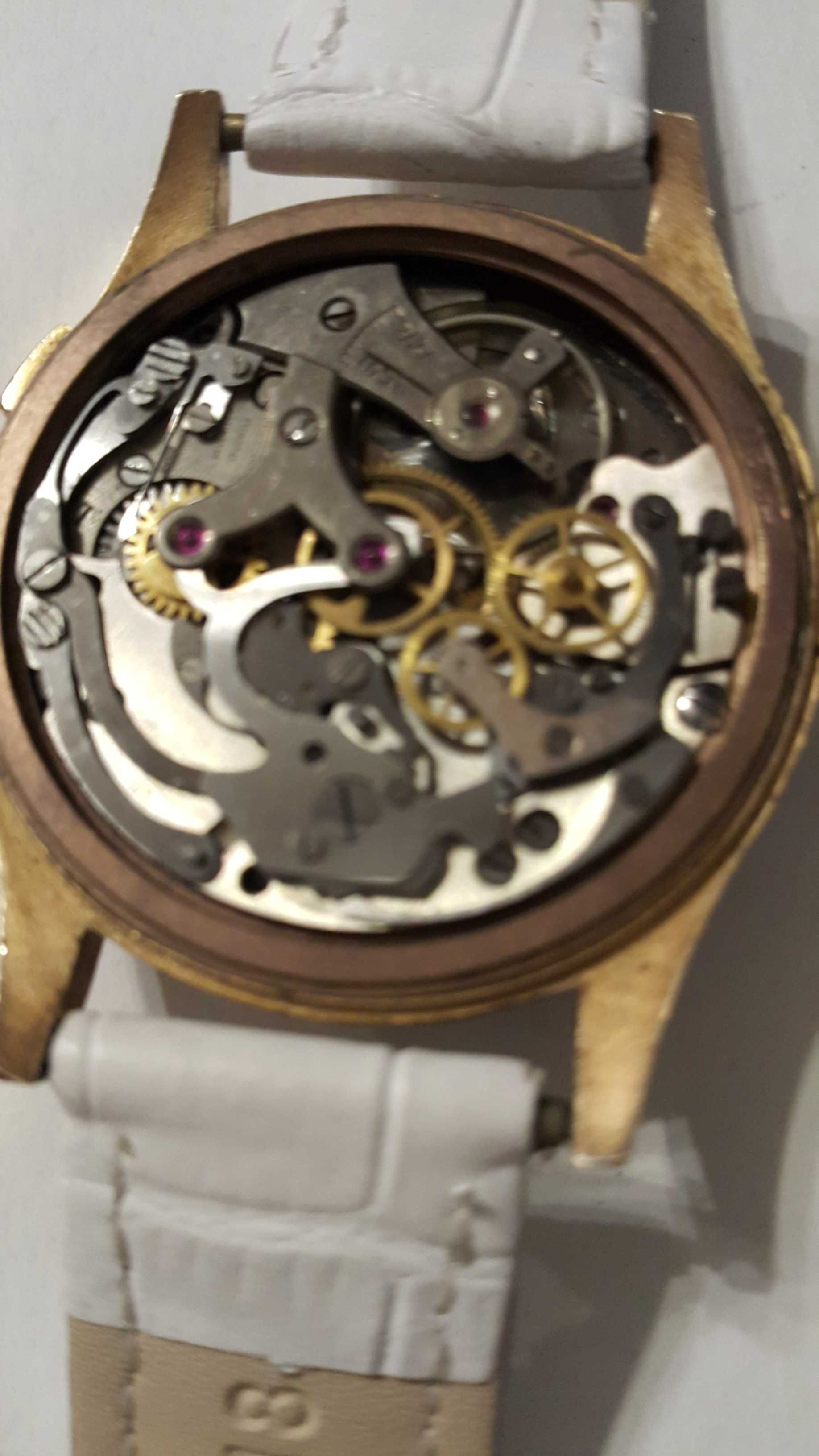 Złoty zegarek Chronographe Suisse, Chronograf, Antimagnetic, 17 Jevels